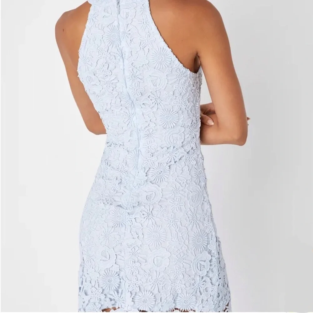 Lulus High Neck Lace Dress Light Blue Size XS - Picture 2 of 5